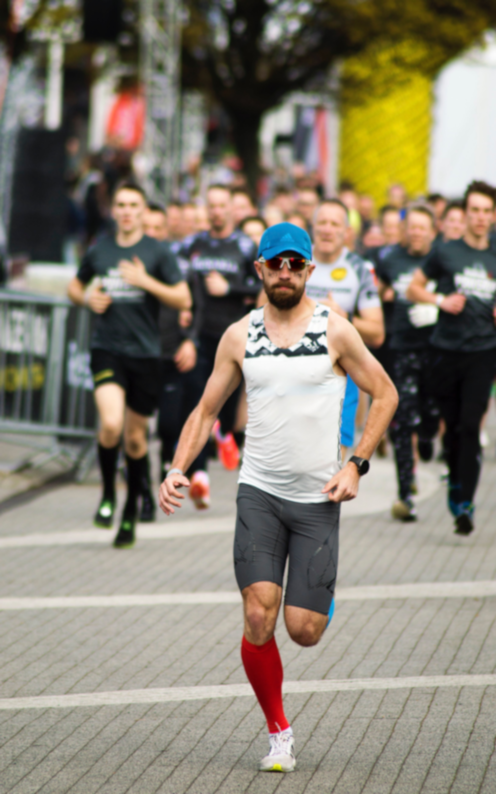 Happy athlete jogging