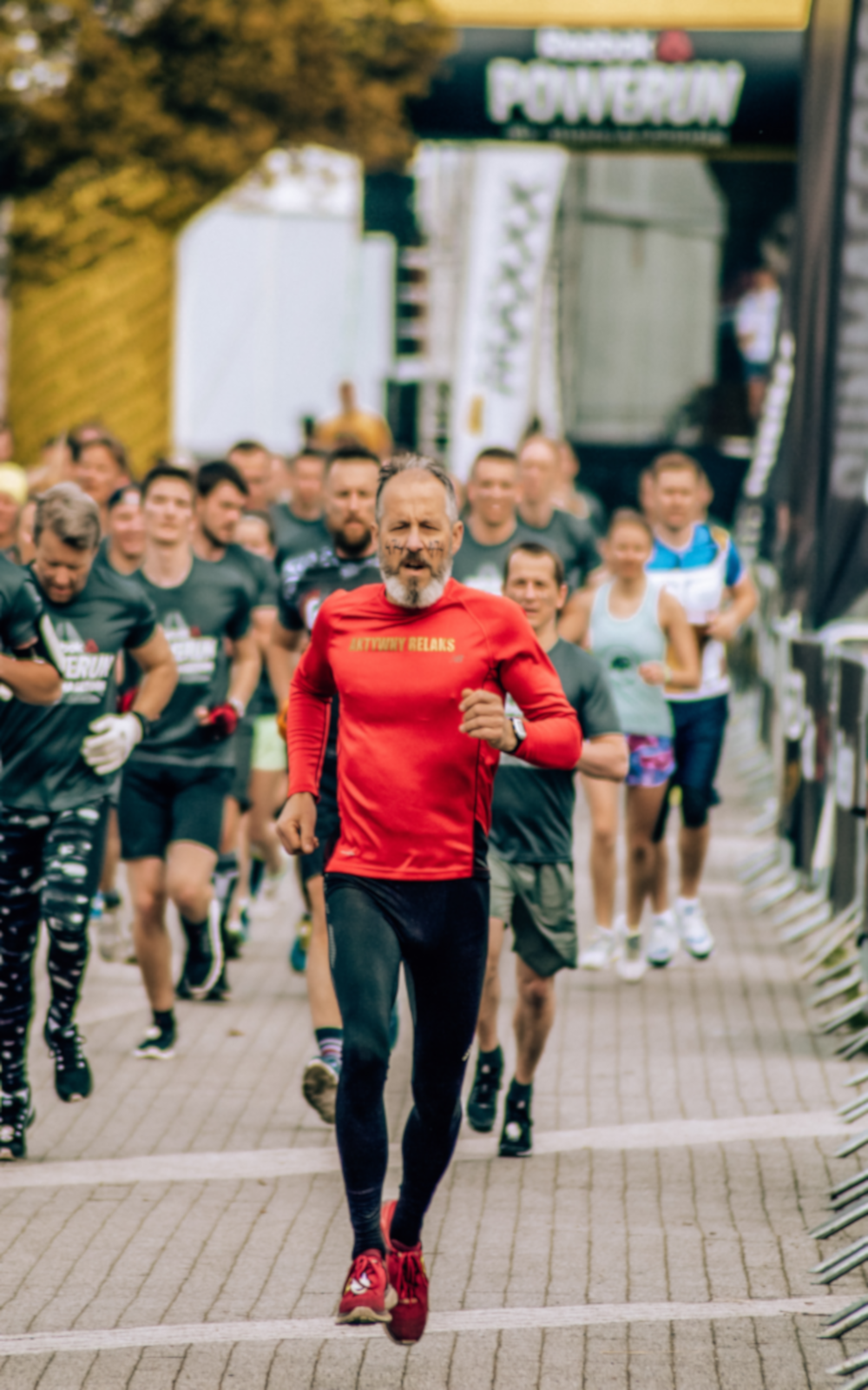 Happy athlete jogging